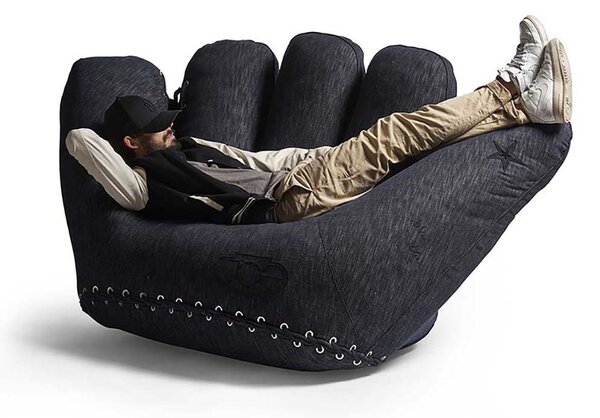 Poltrona joe di poltronova a forma di guantone da baseball disponibile in molte finiture, finiture jeans