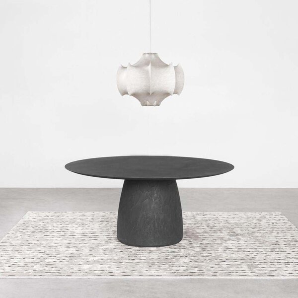 Tavolo bold di capod'opera struttura realizzata da un corpo cavo in cemento ad alto rendimento, finiture concrete dark, aggiungi optional senza piatto lazy susan