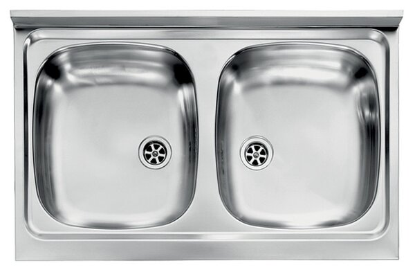 BASIC - Mobile sottolavello cucina 2 ante con lavello inox 2 vasche frassino moire