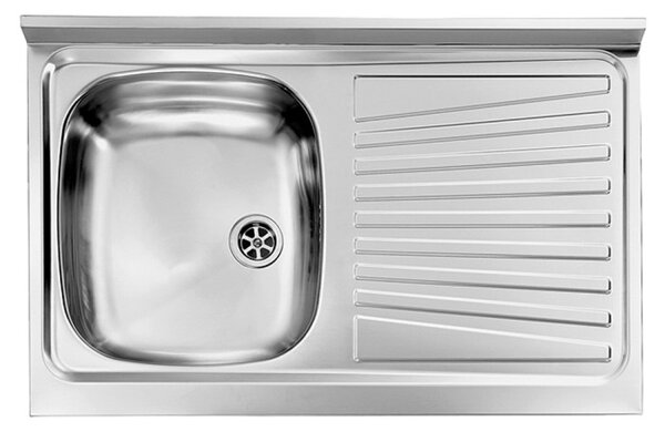 BASIC - Mobile sottolavello cucina 80 cm cassettiera dx Lavello inox 1 vasca rovere well