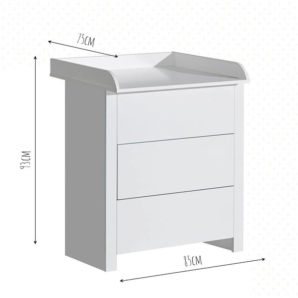 Cassettiera basic con fasciatoio rimovibile