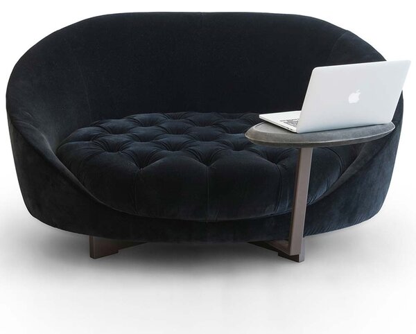 Albedo design hill love seat poltrona girevole con o senza tavolino, colore nero, aggiungi optional con tavolino