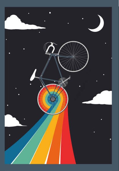 Illustrazione cycling to the moon, martinwimmer