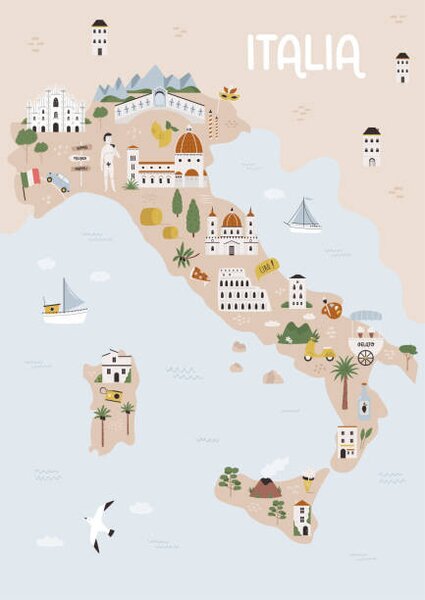 Illustrazione Vector illustration of map of Italy, undefined undefined