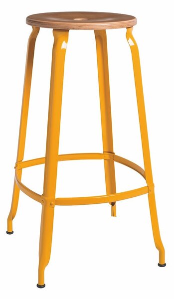 Chaises nicolle nicolle metal sgabello struttura in metallo in varie finiture, colore giallo narciso, struttura metallo - seduta legno naturale, dimensione sgabello altezza 75