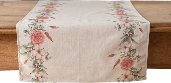 Runner da tavola in misto lino stampa floreale fiori morbido resistente elegante made in italy FIOR DI COTONE - 45 X 230 CM