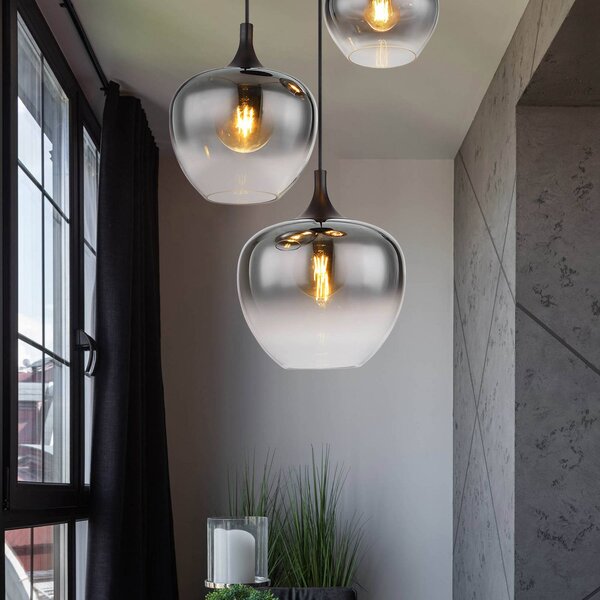 Globo Lampada a sospensione in vetro Maxy, dimmerabile, Alluminio / Grigio / Zincato, Soggiorno / Sala da pranzo, Vetro, Lampada a sospensione