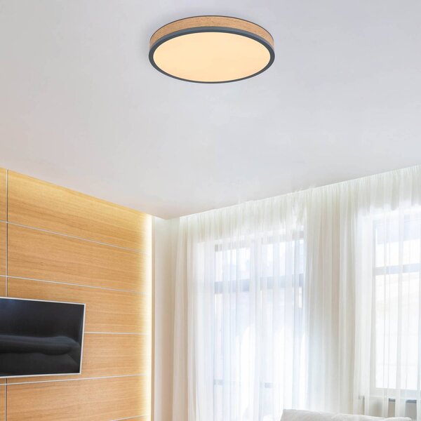 Globo Plafoniera soffitto Doro, dimmerabile, Legno scuro, Soggiorno / Sala da pranzo, Legno, Moderno, Plafoniera