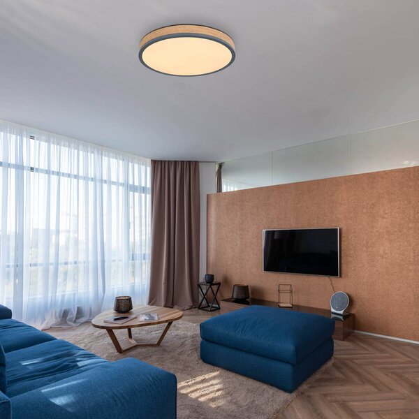 Globo Plafoniera soffitto Doro, dimmerabile, Legno scuro, Soggiorno / Sala da pranzo, Legno, Moderno, Plafoniera