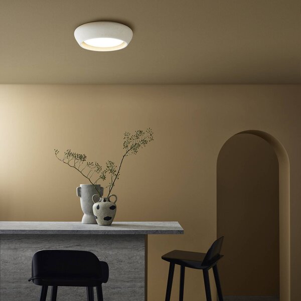 Beacon Lighting Plafoniera soffitto Fjord, dimmerabile, Alluminio / Grigio / Zincato, Soggiorno / Sala da pranzo, Gesso / Argilla, Plafoniera