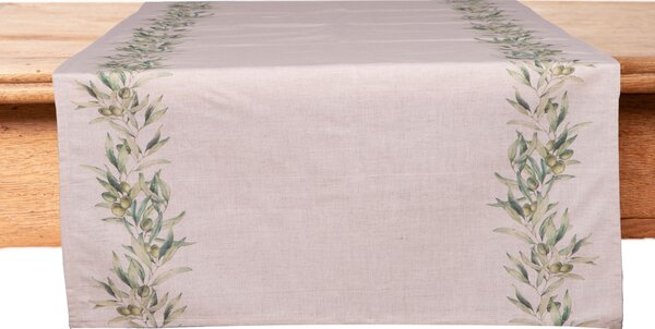 Runner da tavola in misto lino stampa floreale fiori morbido resistente elegante made in italy ULIVO - 45 X 230 CM