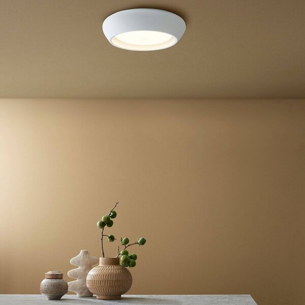 Beacon Lighting Plafoniera soffitto Fjord, dimmerabile, Bianco / Opale, Soggiorno / Sala da pranzo, Gesso / Argilla, Plafoniera