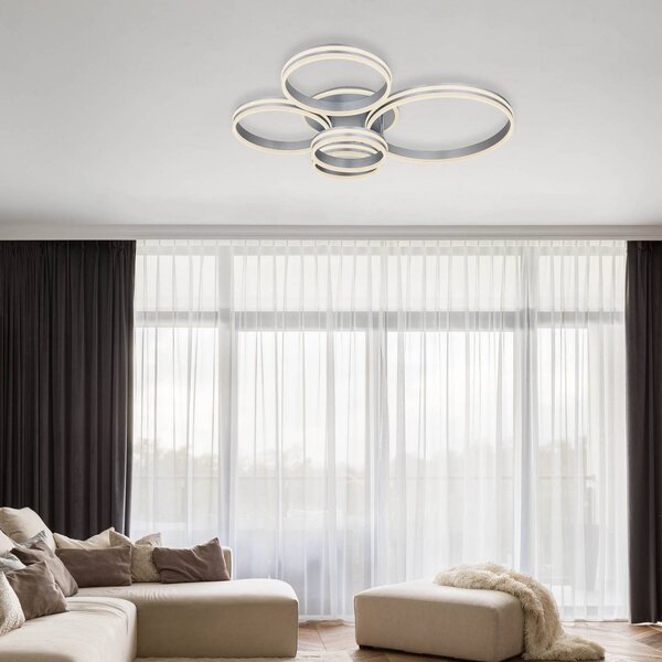 Globo Plafoniera a LED Rubio, dimmerabile, Alluminio / Grigio / Zincato, Soggiorno / Sala da pranzo, Metallo, Moderno, Plafoniera LED