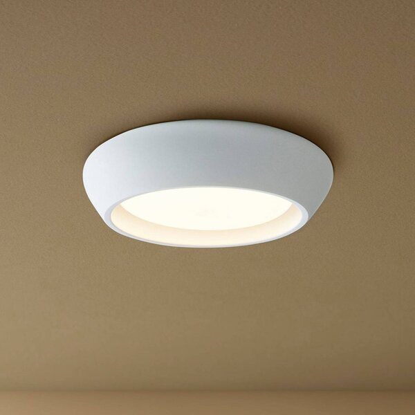 Beacon Lighting Plafoniera soffitto Fjord, dimmerabile, Bianco / Opale, Soggiorno / Sala da pranzo, Gesso / Argilla, Plafoniera