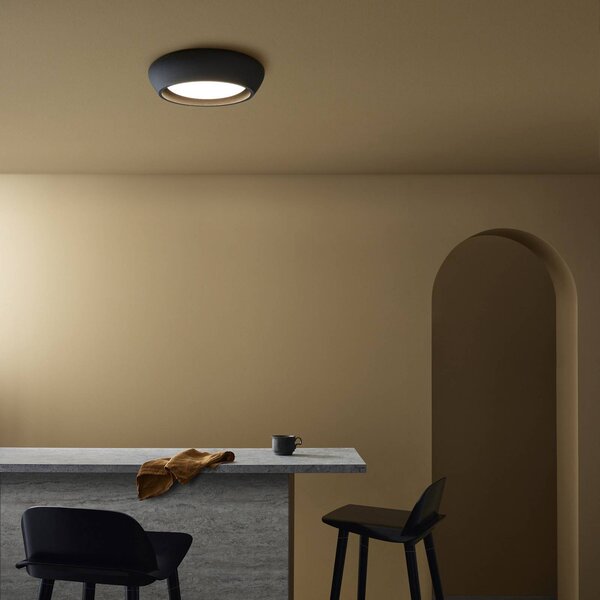 Beacon Lighting Plafoniera soffitto Fjord, dimmerabile, Nero, Soggiorno / Sala da pranzo, Gesso / Argilla, Plafoniera