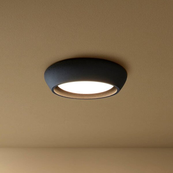 Beacon Lighting Plafoniera soffitto Fjord, dimmerabile, Nero, Soggiorno / Sala da pranzo, Gesso / Argilla, Plafoniera