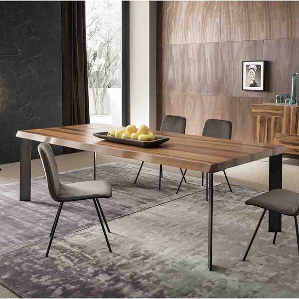 Tavolo Da Pranzo Moderno 140x80 Cm - Piano Effetto Marmo MDF E Gambe In Metallo Curvo Con Piedini Regolabili