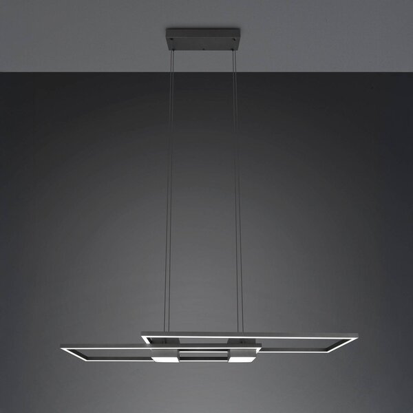Trio Lighting Lampada LED a sospensione Albany, nera, 100 x 28 cm, alluminio CCT dimmerabile, Nero, Soggiorno / Sala da pranzo, Alluminio, Moderno