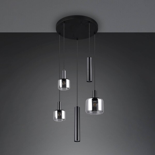 Trio Lighting Lampada a sospensione in vetro Mataro, dimmerabile, Cromo / Argento, Soggiorno / Sala da pranzo, Vetro, Moderno, Lampada a sospensione