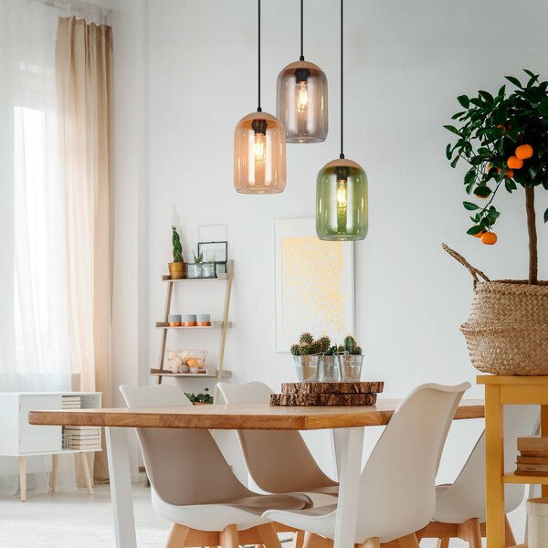 Trio Lighting Lampada a sospensione in vetro Cork, dimmerabile, Multicolore, Soggiorno / Sala da pranzo, Vetro, Moderno, Lampada a sospensione