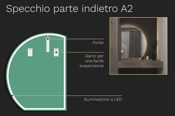 Specchio atipico con illuminazione a LED A2