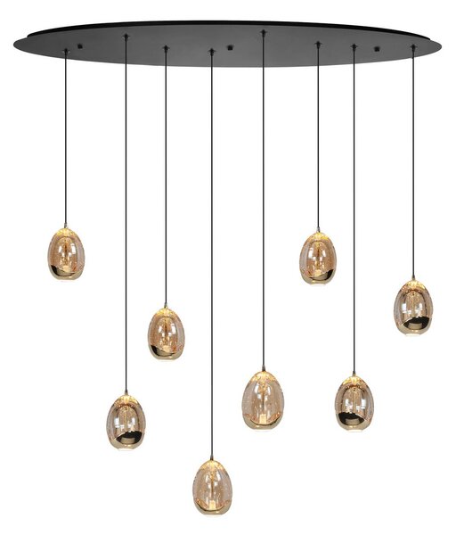 HighLight Lampada a sospensione in vetro Golden Egg, dimmerabile, Crema / Ambra, Soggiorno / Sala da pranzo, Vetro, Moderno, Lampada a sospensione