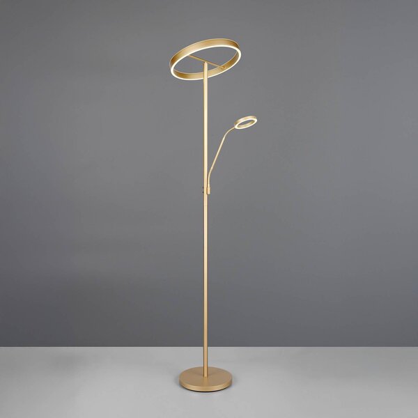 Trio Lighting Lampada da terra a LED Willis, dimmerabile, Ottone / Oro, Soggiorno / Sala da pranzo, Metallo, Moderno, Lampada LED da terra