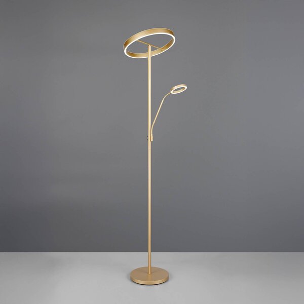 Trio Lighting Lampada da terra a LED Willis, dimmerabile, Ottone / Oro, Soggiorno / Sala da pranzo, Metallo, Moderno, Lampada LED da terra