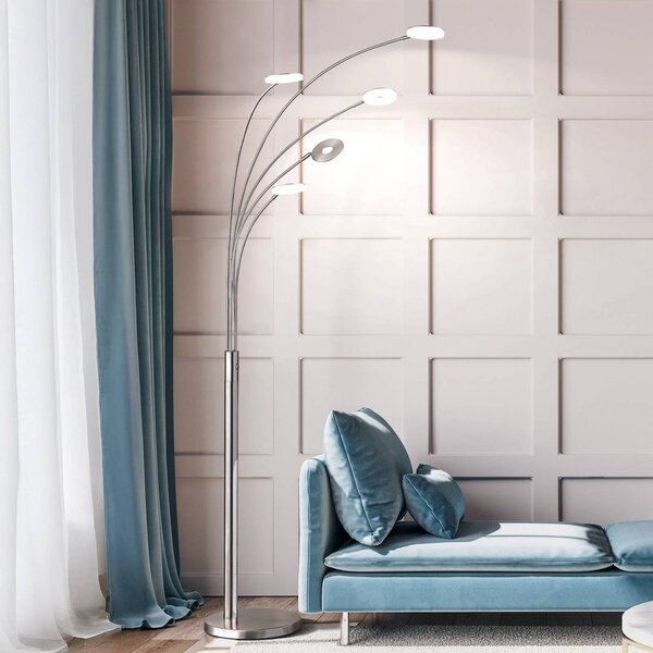FISCHER & HONSEL Lampada da terra a LED Dent, dimmerabile, Alluminio / Grigio / Zincato, Soggiorno / Sala da pranzo, Metallo, Moderno, Lampada LED da terra