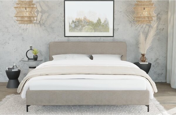 Letto matrimoniale imbottito marrone chiaro con griglia 140x200 cm Barker - Ropez