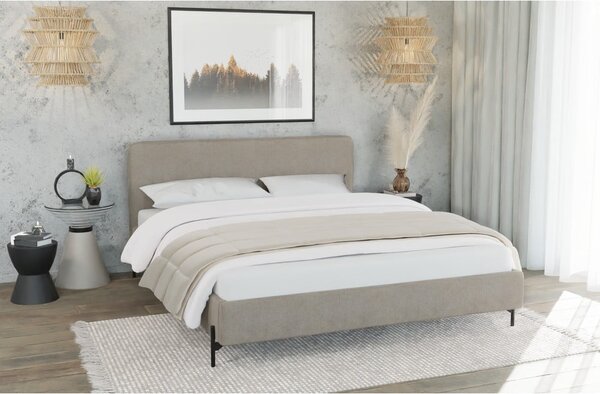 Letto matrimoniale imbottito marrone chiaro con griglia 140x200 cm Barker - Ropez