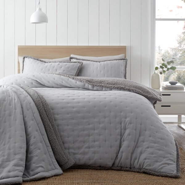 Biancheria da letto singola grigia in lana d'agnello 135x200 cm Cosy Nori - Catherine Lansfield