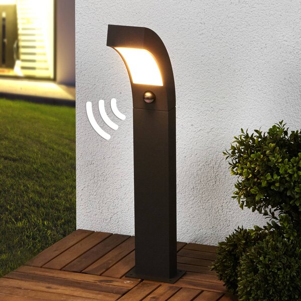 Lucande lampioncino LED Lennik, sensore, 60 cm, antracite LENNIK, Nero, Alluminio, Moderno
