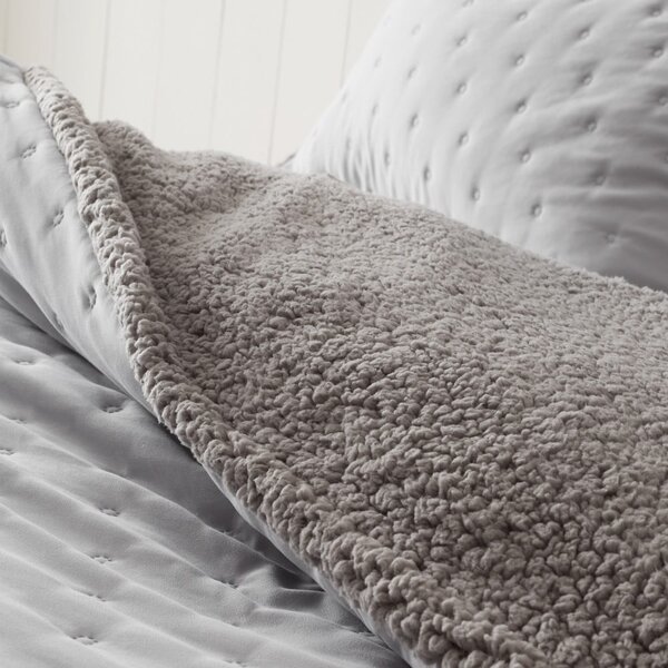 Biancheria da letto singola grigia in lana d'agnello 135x200 cm Cosy Nori - Catherine Lansfield