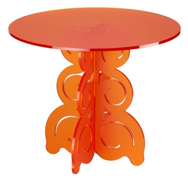 Tavolino Rotondo In Acrilico Trasparente Con Supporto Per Telefono, 38x46 Cm, Moderno, Per Soggiorno E Piccoli Spazi - 2