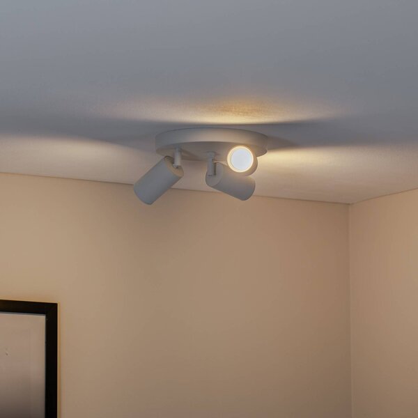 Argon Faretto da soffitto Sado, bianco, acciaio, orientabile, a 3 luci rotondo dimmerabile, Bianco / Opale, Soggiorno / Sala da pranzo, Metallo, Moderno, Faretto alogeno