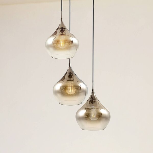 Lampada a sospensione in vetro Jarven Lucande, dimmerabile, Alluminio / Grigio / Zincato, Soggiorno / Sala da pranzo, Vetro, Moderno, Lampada a sospensione