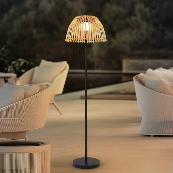 Lucande Piantana LED Eligio, bambù, Ø 39 cm, RGB Eligio Lucande, dimmerabile, Legno chiaro, Alluminio, Campagna / Rustiche, Lampade solari