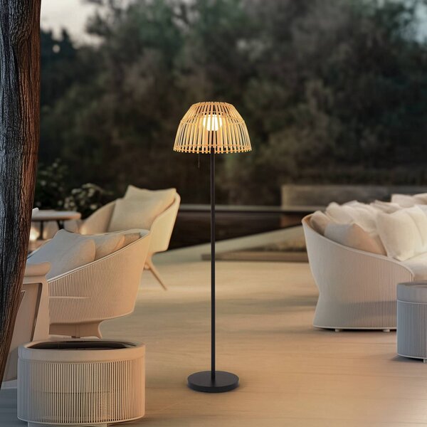 Lucande Piantana LED Eligio, bambù, Ø 39 cm, RGB Eligio Lucande, dimmerabile, Legno chiaro, Alluminio, Campagna / Rustiche, Lampade solari