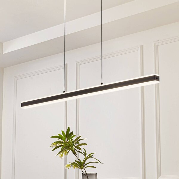 Lucande lampada LED a sospensione Pendolo, nero, alluminio, 120 cm Lucande, dimmerabile, Nero, Soggiorno / Sala da pranzo, Alluminio, Moderno