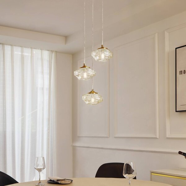 Lampada a sospensione in vetro Piatra Lindby, dimmerabile, Crema / Ambra, Soggiorno / Sala da pranzo, Vetro, Moderno, Lampada a sospensione