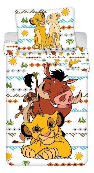 Biancheria da letto per bambini in cotone per letto singolo 140x200 cm Lion King Africa - Jerry Fabrics