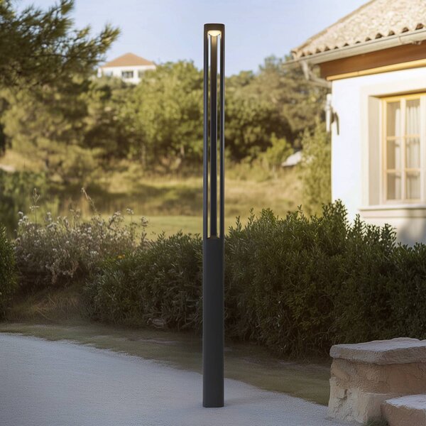 Lucande Lampada LED da esterno Pirron, 230 cm, antracite, IP65 Pirron, Nero, Alluminio, Moderno
