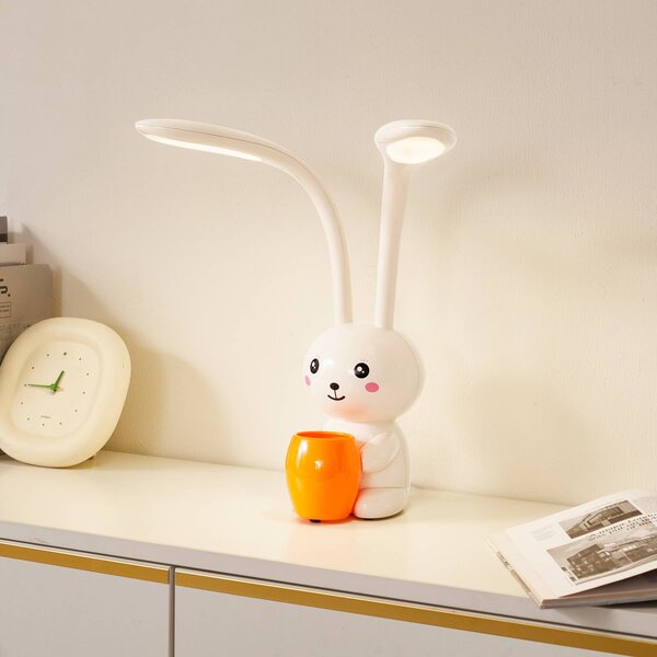 Lampada da scrivania Haas Lindby, dimmerabile, Crema / Ambra, Cameretta, Plastica, Giovanile, Lampada da tavolo LED