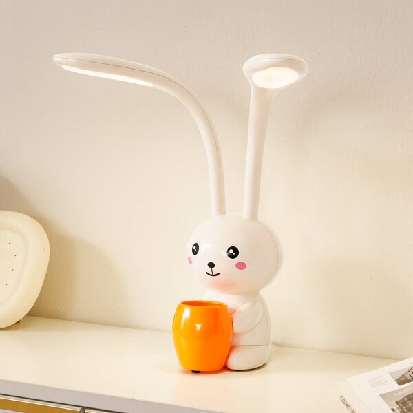 Lampada da scrivania Haas Lindby, dimmerabile, Crema / Ambra, Cameretta, Plastica, Giovanile, Lampada da tavolo LED