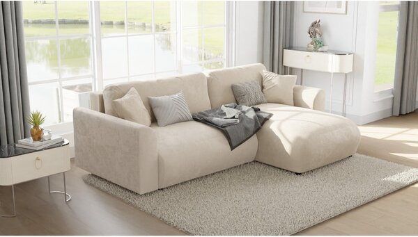 Divano angolare beige in velluto (variabile) Lorine - Ropez