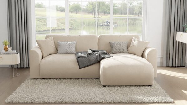 Divano angolare beige in velluto (variabile) Lorine - Ropez