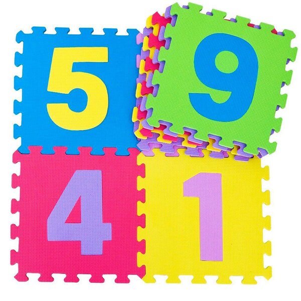 Tappeto Puzzle Per Bambini Con Numeri 9 Pezzi 32x32 Cm Multicolor