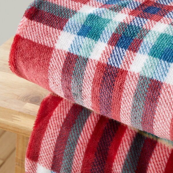 Coperta rossa in lana d'agnello 130x170 cm Kelso Check - Catherine Lansfield