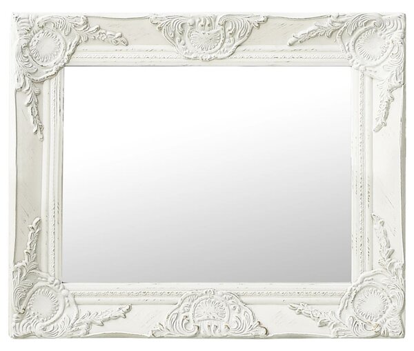 Specchio da Parete Stile Barocco 50x40 cm Bianco